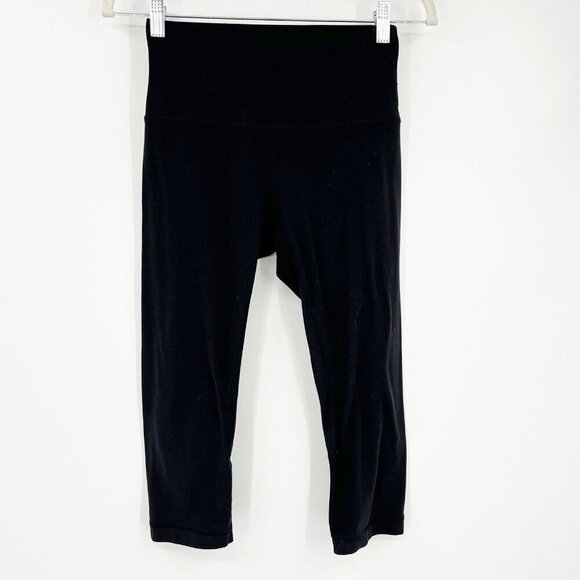 Lululemon Size 6 Black Crop Leggings 18" Inseam - Picture 1 of 5